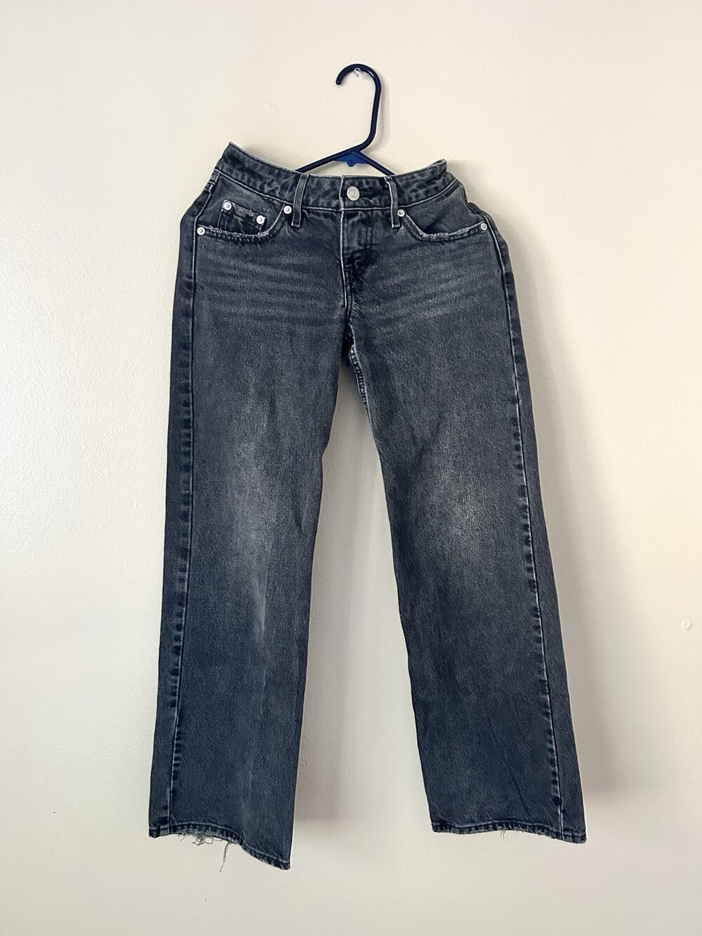 Levi's Premium Womens Low Rise Loose Straight Gray Cotton Denim Jeans 5-Pocket